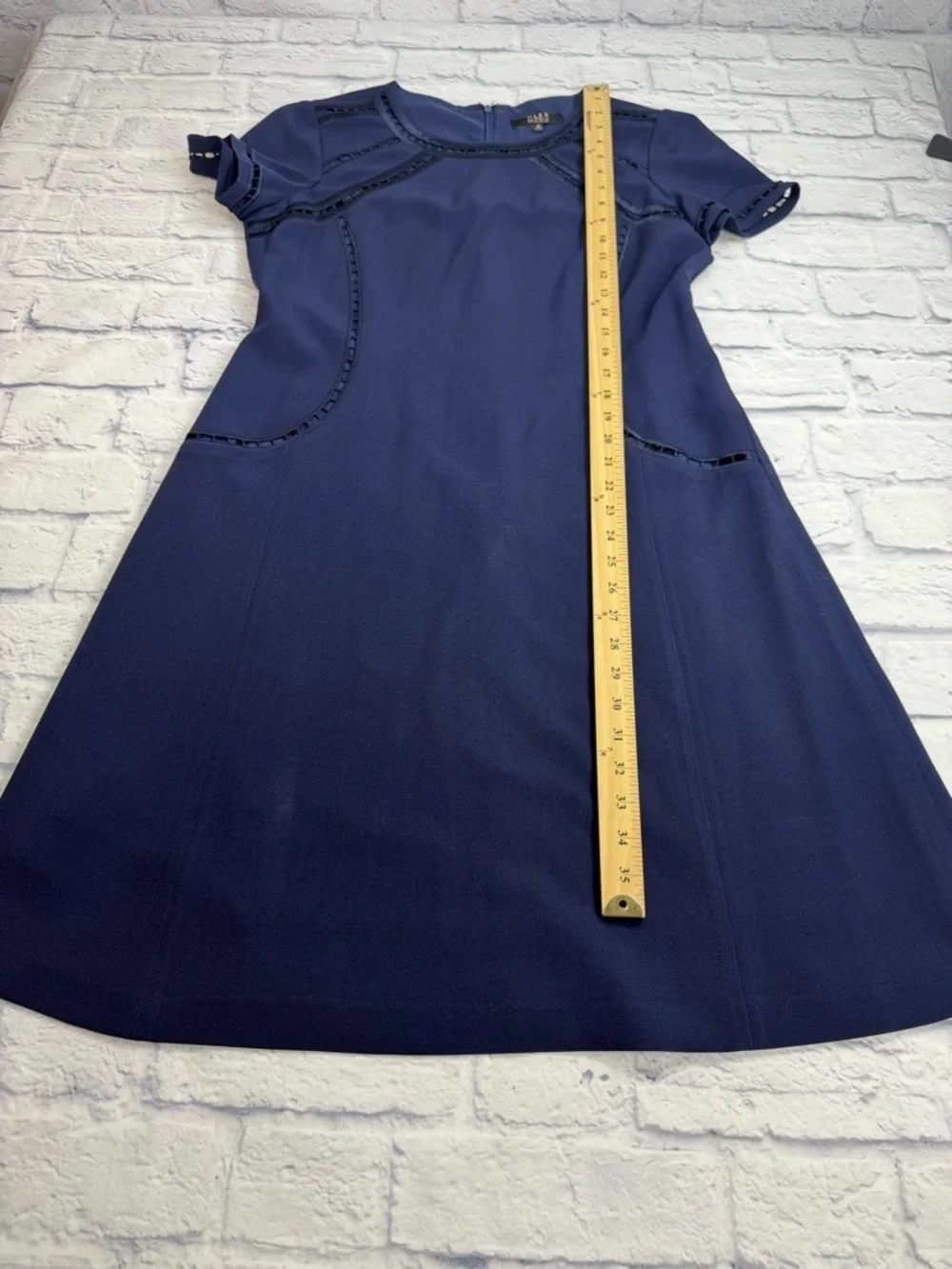Alex Marie Classic Navy Short-Sleeve A-Line Dress. Size 10.